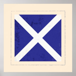 Poster Drapeau de signal nautique de la lettre "M"