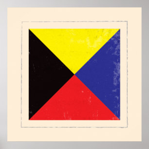 Poster Drapeau de signal nautique de la lettre "Z"