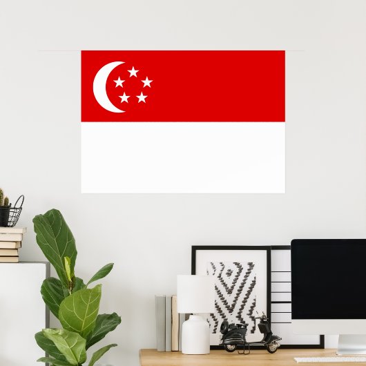 Poster Drapeau de Singapour (Bureau à domicile)