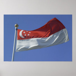 Poster Drapeau de Singapour