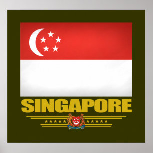 Poster Drapeau de Singapour