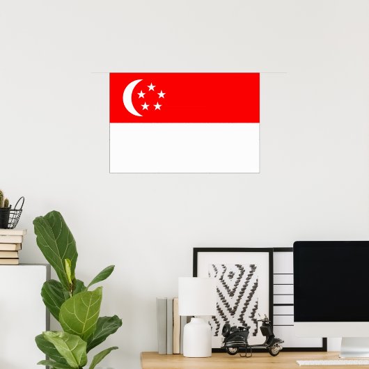 Poster Drapeau de Singapour (Bureau à domicile)