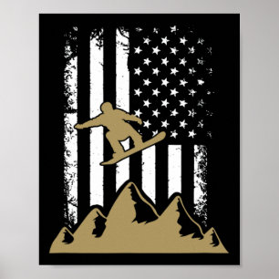Poster Drapeau de snowboard hiver Snowboard Sport Cadeau