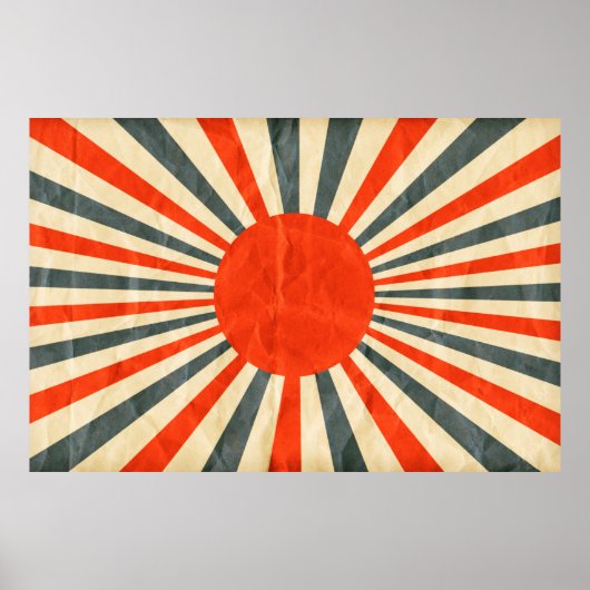 Poster Drapeau de soleil rouge sur texture papier, style  (Devant)