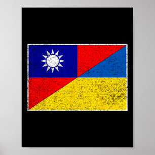 Poster Drapeau de Taiwan Ukraine Soutien ukrainien taïwan