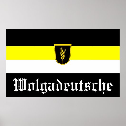 Poster Drapeau de Wolgadeutsche (version noir/jaune/blanc (Devant)