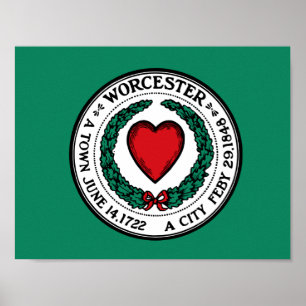 Poster Drapeau de Worcester, Massachusetts