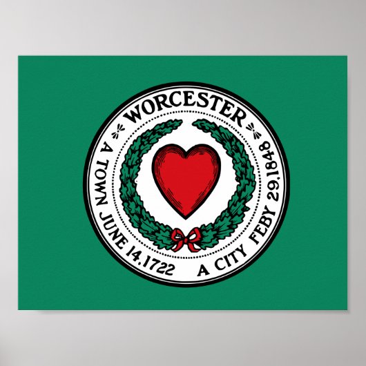 Poster Drapeau de Worcester, Massachusetts (Devant)