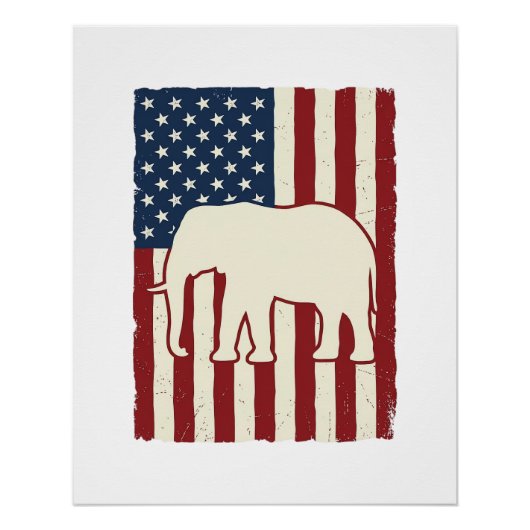 Poster Drapeau d'éléphant patriotique Conception de vecte (Devant)