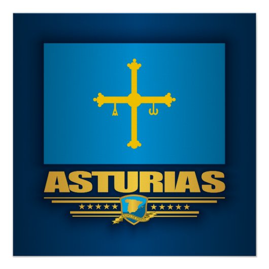 Poster Drapeau des Asturies (Devant)