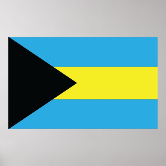 Poster Drapeau des Bahamas en noir, or et Aquamarine (Devant)