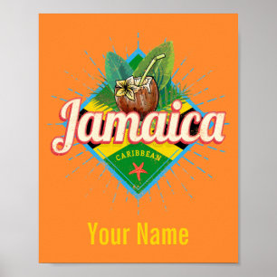 Poster Drapeau des Caraïbes de la Jamaïque vacances vinta