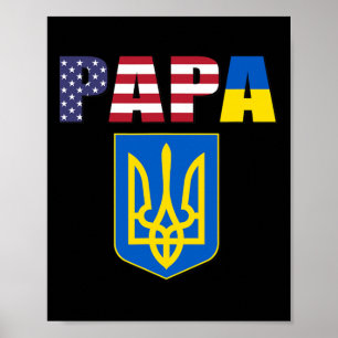 Poster Drapeau des États-Unis et drapeau de l'Ukraine
