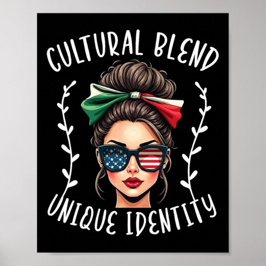 Poster Drapeau des États-Unis moitié mexicain moitié amér (Devant)