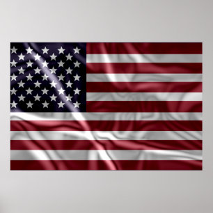 Poster Drapeau des États-Unis, Vintage avec des plis ondu