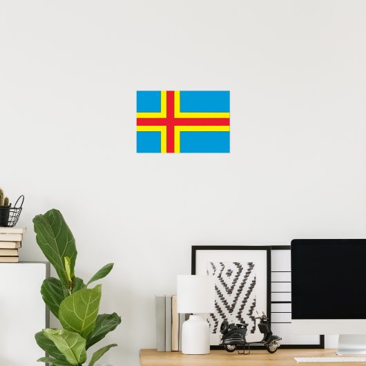 Poster Drapeau des îles Aland (Bureau à domicile)