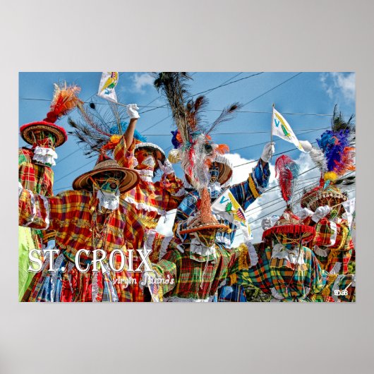 Poster Drapeau des îles Vierges américaines Moko Jumbies  (Devant)