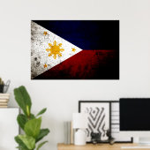 Poster Drapeau des Philippines noires (Bureau à domicile)