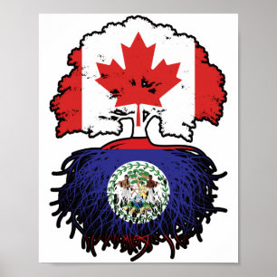 Poster Drapeau des racines d'arbre du Canada bélizien can