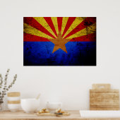 Poster Drapeau d'état de Black Grunge Arizona (Cuisine)