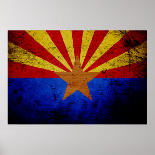 Poster Drapeau d'état de Black Grunge Arizona