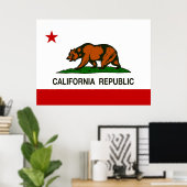POSTER DRAPEAU D'ÉTAT DE CALIFORNIE (Bureau à domicile)