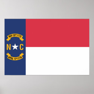 Poster Drapeau d'État de Caroline du Nord, États-Unis