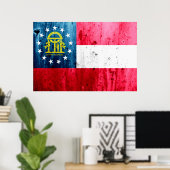 Poster Drapeau d'État de Georgia Grunge (Bureau à domicile)