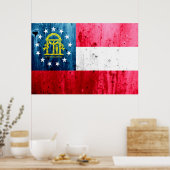 Poster Drapeau d'État de Georgia Grunge (Cuisine)