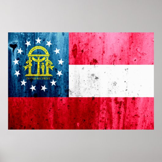 Poster Drapeau d'État de Georgia Grunge (Devant)