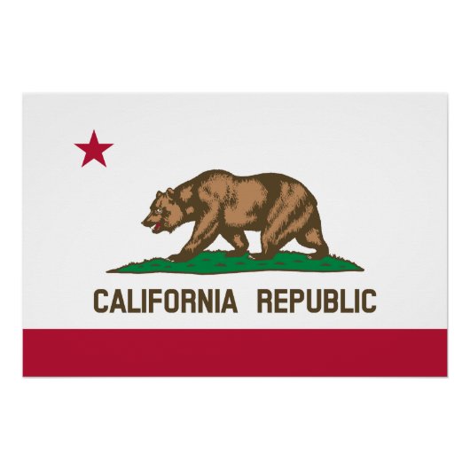 Poster Drapeau d'État de la République de Californie (Devant)