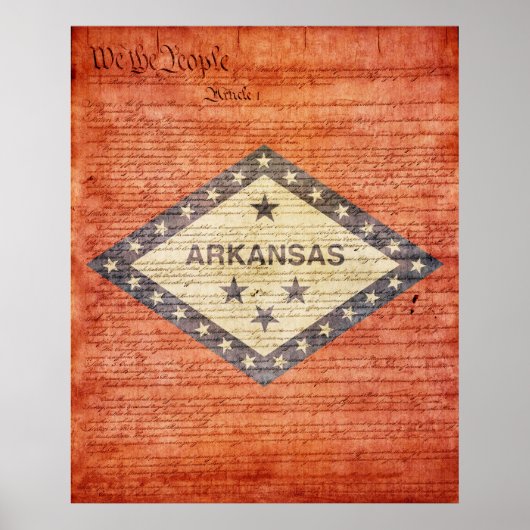 Poster Drapeau d'État de l'Arkansas (Devant)