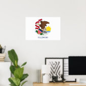 Poster Drapeau d'État de l'Illinois, États-Unis (Bureau à domicile)