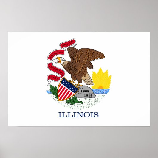 Poster Drapeau d'État de l'Illinois, États-Unis (Devant)