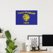 Poster Drapeau d'État de l'Oregon, États-Unis (Bureau à domicile)