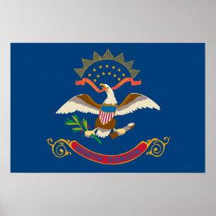 Poster Drapeau d'État du Dakota du Nord, États-Unis
