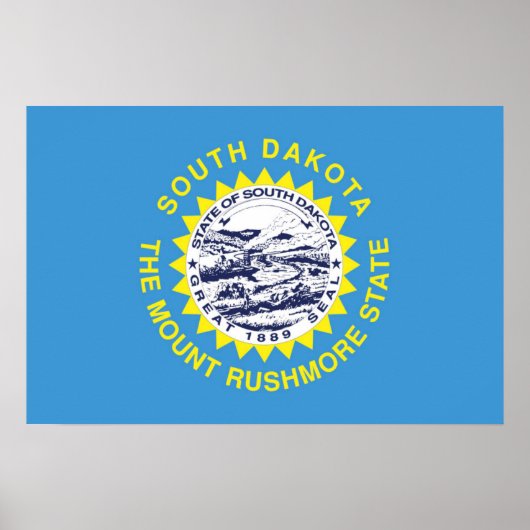 Poster Drapeau d'Etat du Dakota du Sud, États-Unis (Devant)