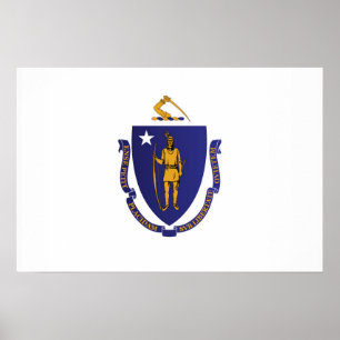 Poster Drapeau d'Etat du Massachusetts, États-Unis