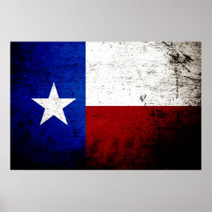 Poster Drapeau d'état du Texas Grunge noir