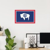 Poster Drapeau d'Etat du Wyoming, États-Unis (Bureau à domicile)