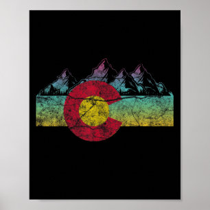 Poster Drapeau D'État Rétro Colorado Montagnes Rocheuses