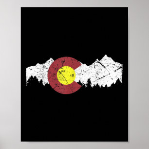 Poster Drapeau D'État Rétro Colorado Montagnes Rocheuses