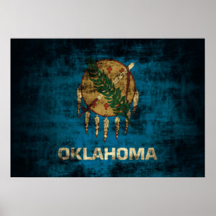 Poster Drapeau d'État vintage de Grunge en Oklahoma