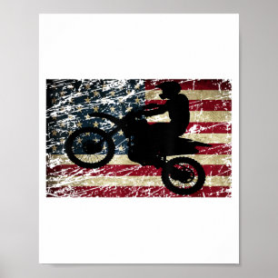 Poster Drapeau Dirt Vélo USA Drapeau T-Shirt Motocross Dr