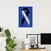 Poster Drapeau d'Israël noir monument bleu (Bureau à domicile)