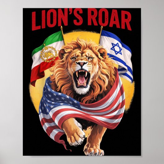 Poster Drapeau Drôle Rugissement des Lions (Devant)