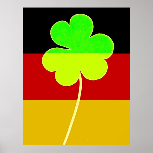 Poster Drapeau Drôle St Patrick Allemand Irlandais Shamro (Devant)