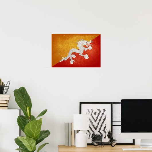 Poster Drapeau du Bhoutan (Bureau à domicile)