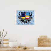 Poster Drapeau du bouclier suédois-américain (Cuisine)
