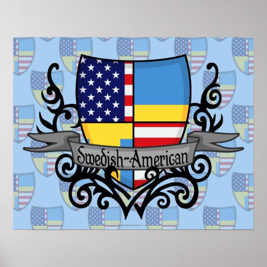 Poster Drapeau du bouclier suédois-américain (Devant)